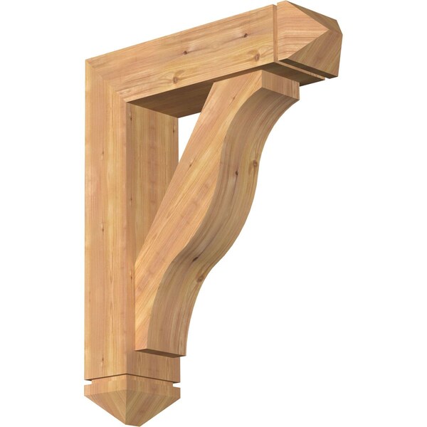 Ekena Millwork Funston Arts and Crafts Smooth Bracket w/ Offset Brace, Western Red Cedar, 7 1/2"W x 28"D x 36"H BKT0806X28X36FST03SWR - main